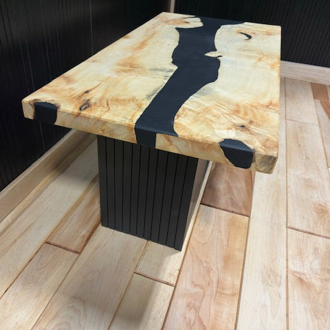 Canadian Maple River Table With Fluted Base