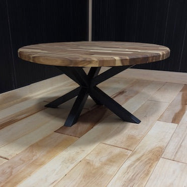 36” Butcher Block Table With Metal Spider Base
