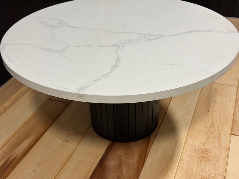 Calcutta Quartz Round Coffee Table with Fluted Base