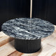 Onyx & Grey Marble Round Coffee Table with Fluted Base